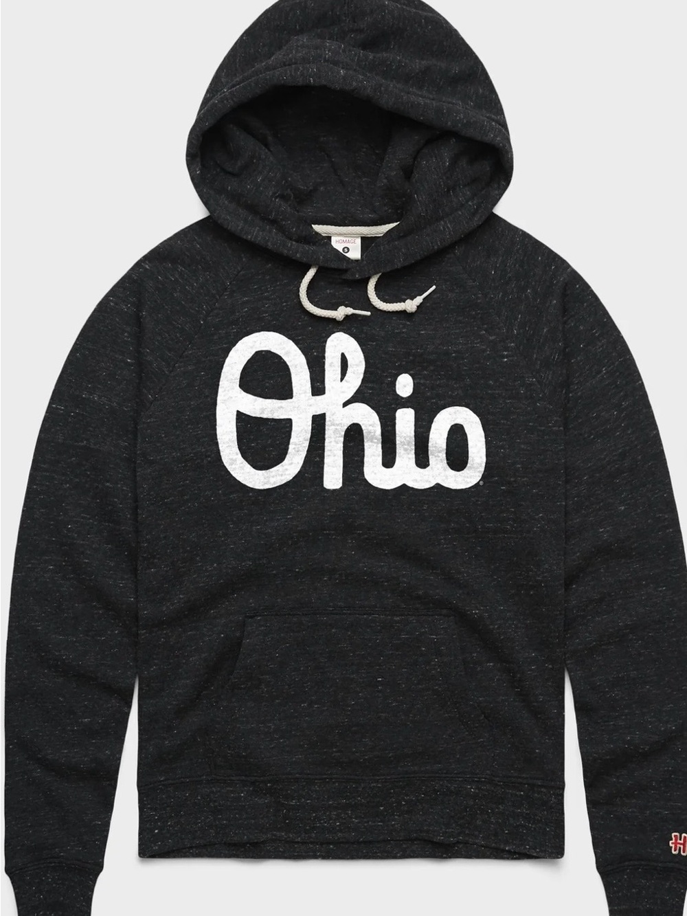 HOMAGE Black Pullover Hoodie with White Ohio Script women’s XS